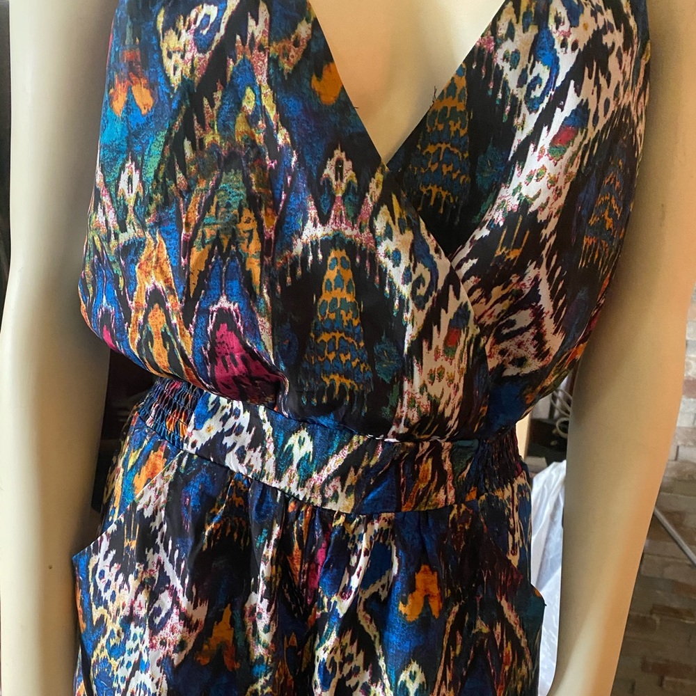 Cross front tribal print one piece Romper